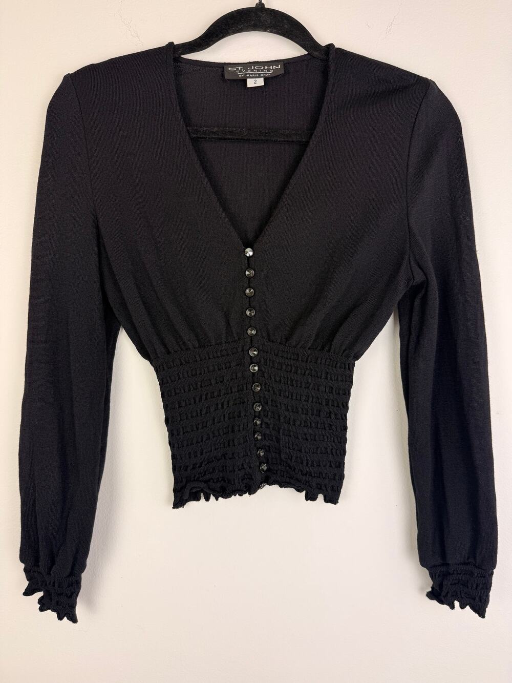 Vintage St. John Evening by Marie Gray Womens Black Knit Cardigan Top Sweater 2